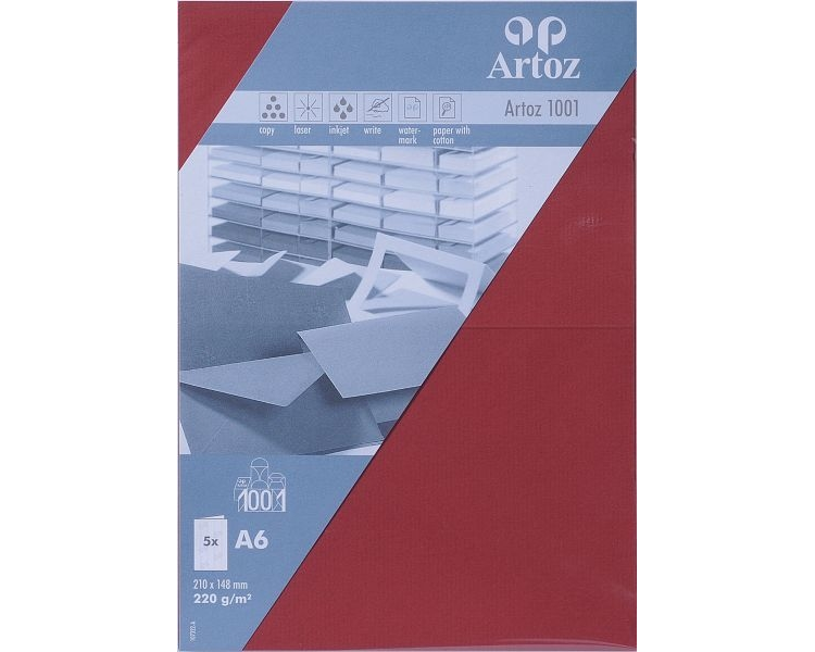 ARTOZ Karten 1001 A6 107322265 220g, weinrot 5 Blatt