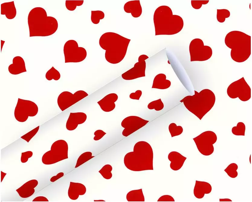 Braun + Company Geschenkpapier Lovely Rot/Weiss, 70 cm x 2 m