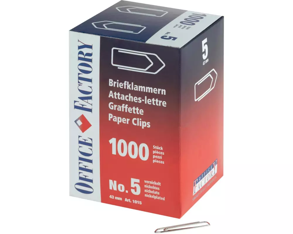 Smart Office Büroklammer Gr. 5, Länge 43 mm, 1000 Stück