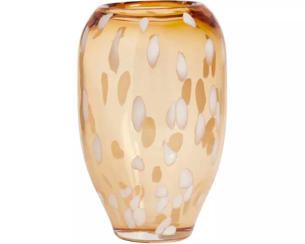 OYOY Vase Jali mittel 23 cm, Bernstein/Weiss