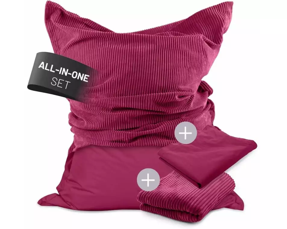 Lumaland Sitzsack + Cordhülle Weinrot, 380 l