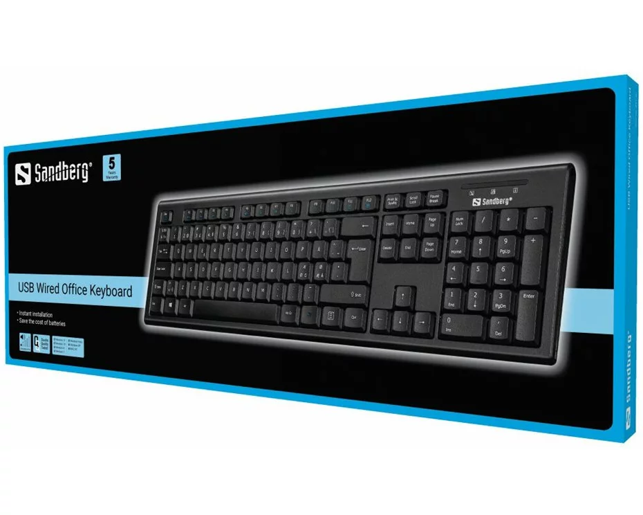 Sandberg USB Wired, Office, Keyboard, Nord, black