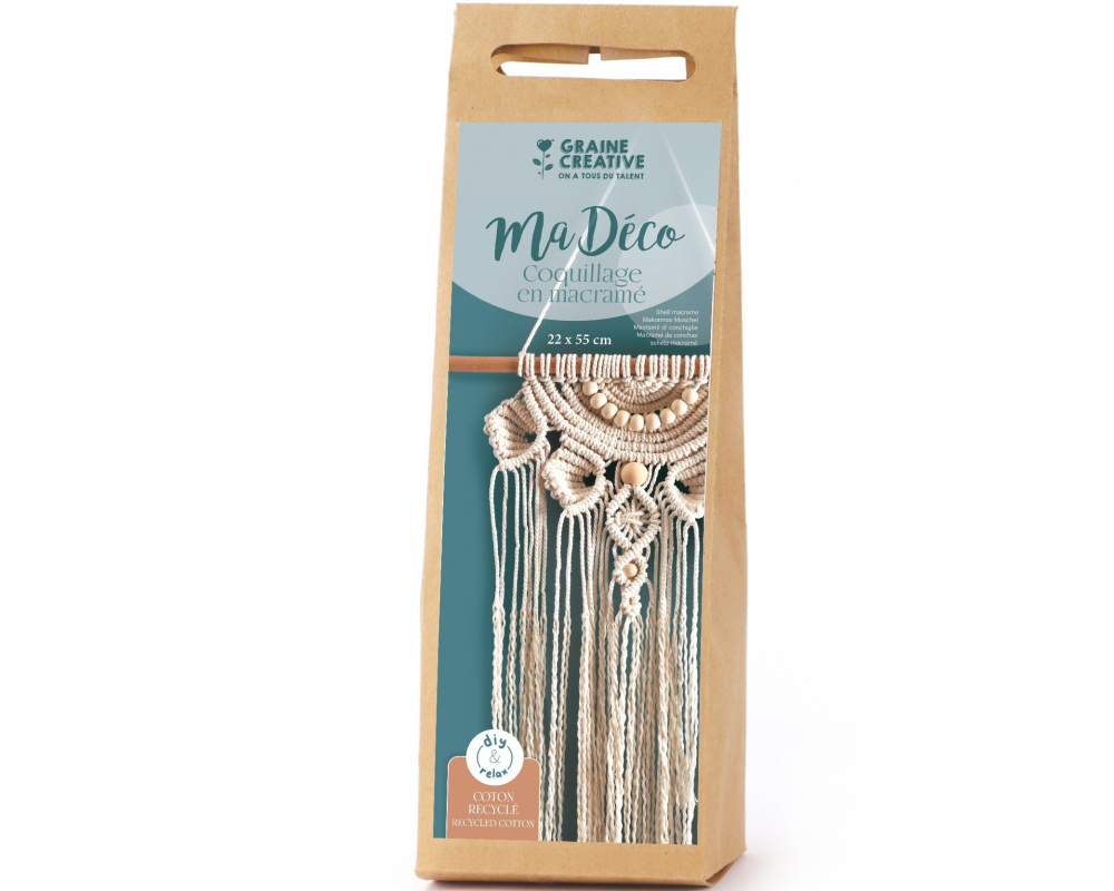 GRAINE CREATIVE Makramee Kit Bohème Shell GC-791062 inkl. Zubehör