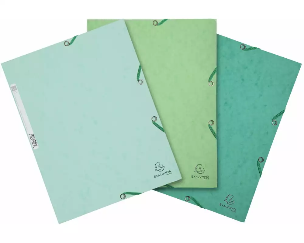 Exacompta Gummibandmappe Aquarel 3-er Set Grün/Hellgrün/Lindgrün