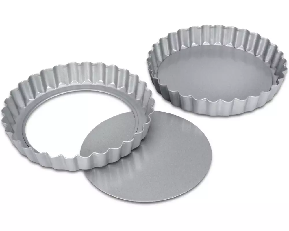 Städter Tarte-Backform mit Hebeboden Silber, 12 x 1.8 cm, 2 Stück