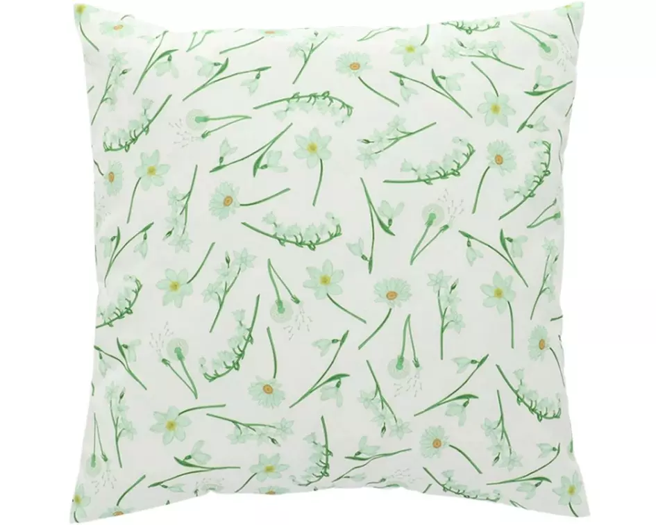 Esschert Design Outdoor-Kissen Blumen 49 x 49 cm, Weiss