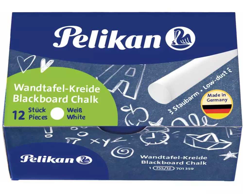 Pelikan Wandtafelkreide 755/12, 12-teilig, Weiss