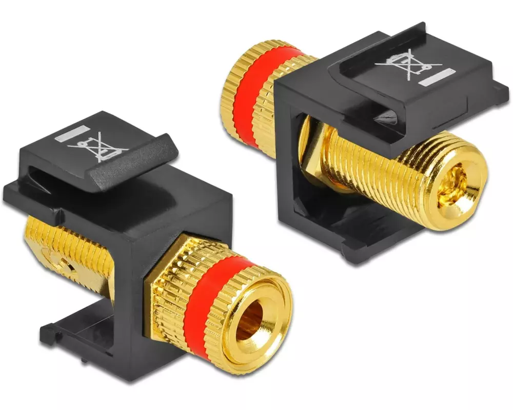 Delock Keystone-Modul Polklemme auf Gewindebuchse rot / schwarz