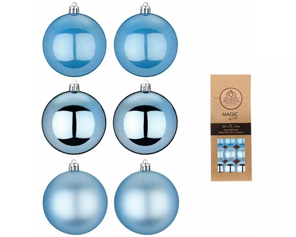 INGES CHRISTMAS DECOR Weihnachtskugel 3 cm Ozeanblau, 32 Stück
