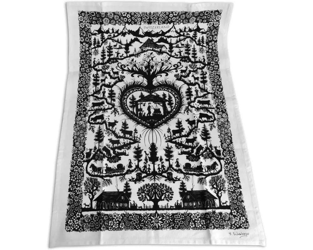 creanorm Geschirrtuch weiss mit Scherenschnitt Schwarz/Weiss