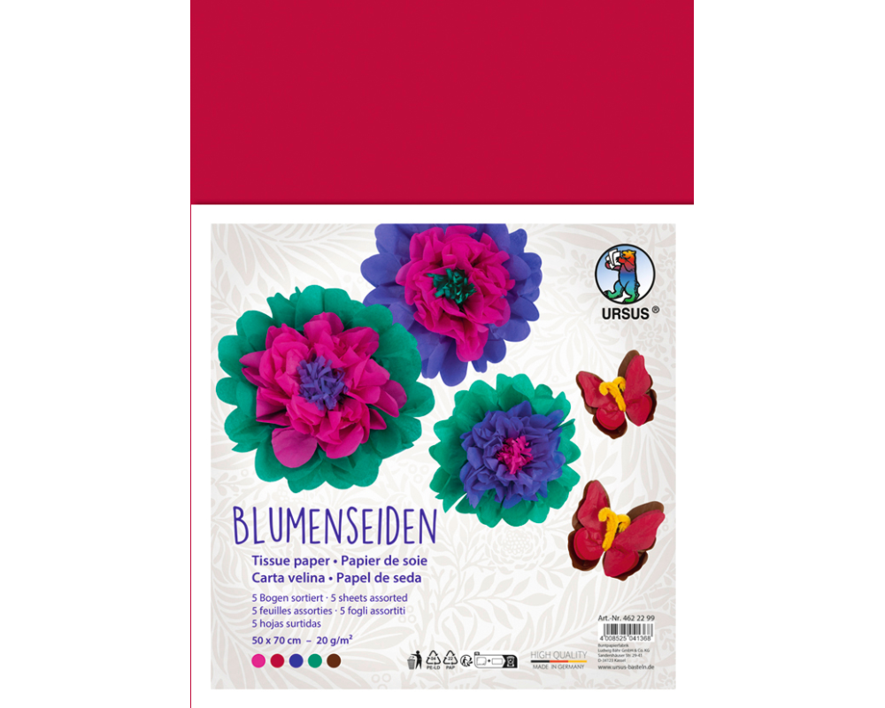 URSUS Seidenpapier 50x70cm 4622299 farbig 5 Bogen