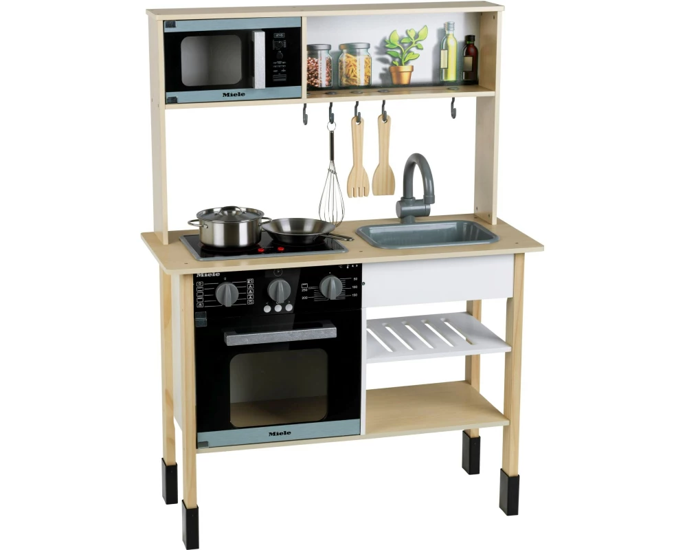 Klein-Toys Spielküche Miele Holz MDF midi weiss Kochfeld Sound Licht