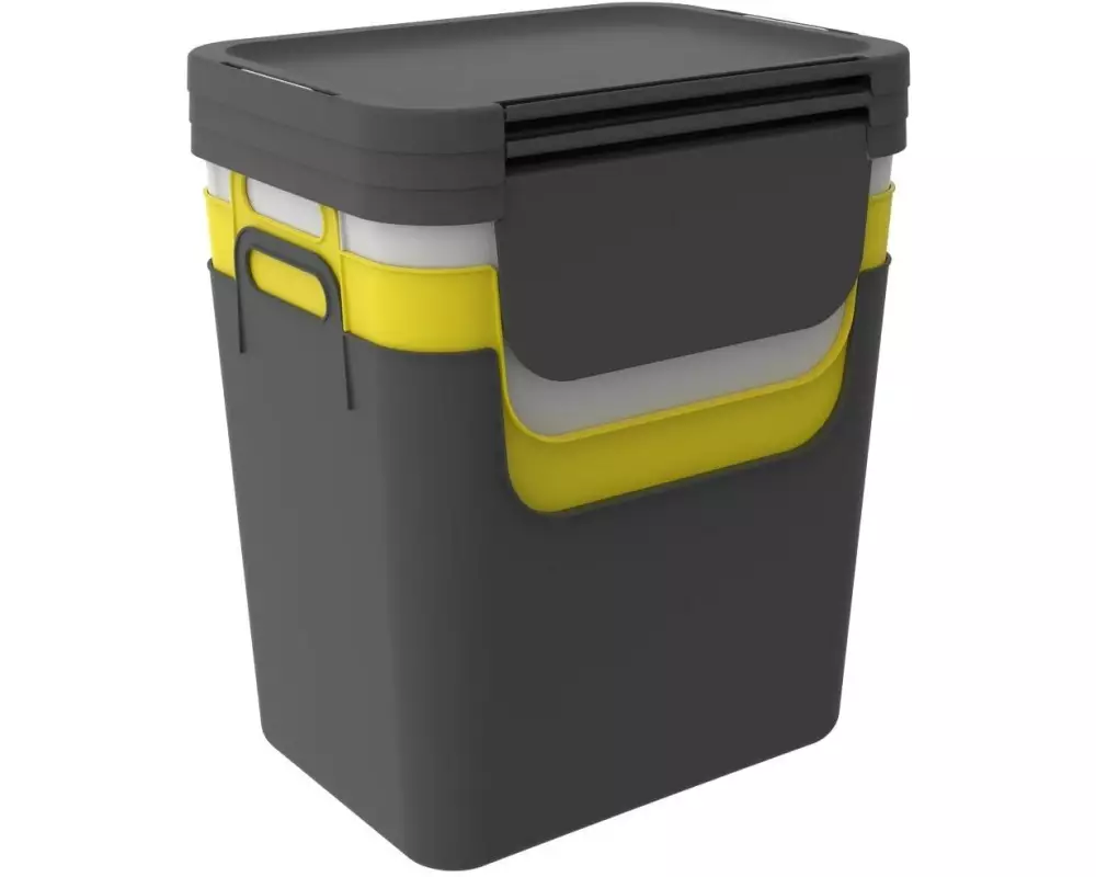 Rotho Recyclingbehälter Jive 30 l, Gelb/Schwarz/Weiss