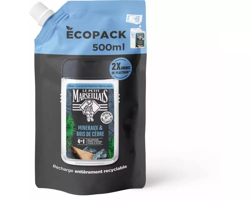 Le petit Marseillais Duschcreme Nachfüllbeutel Zedernholz und Mineralien 500 ml