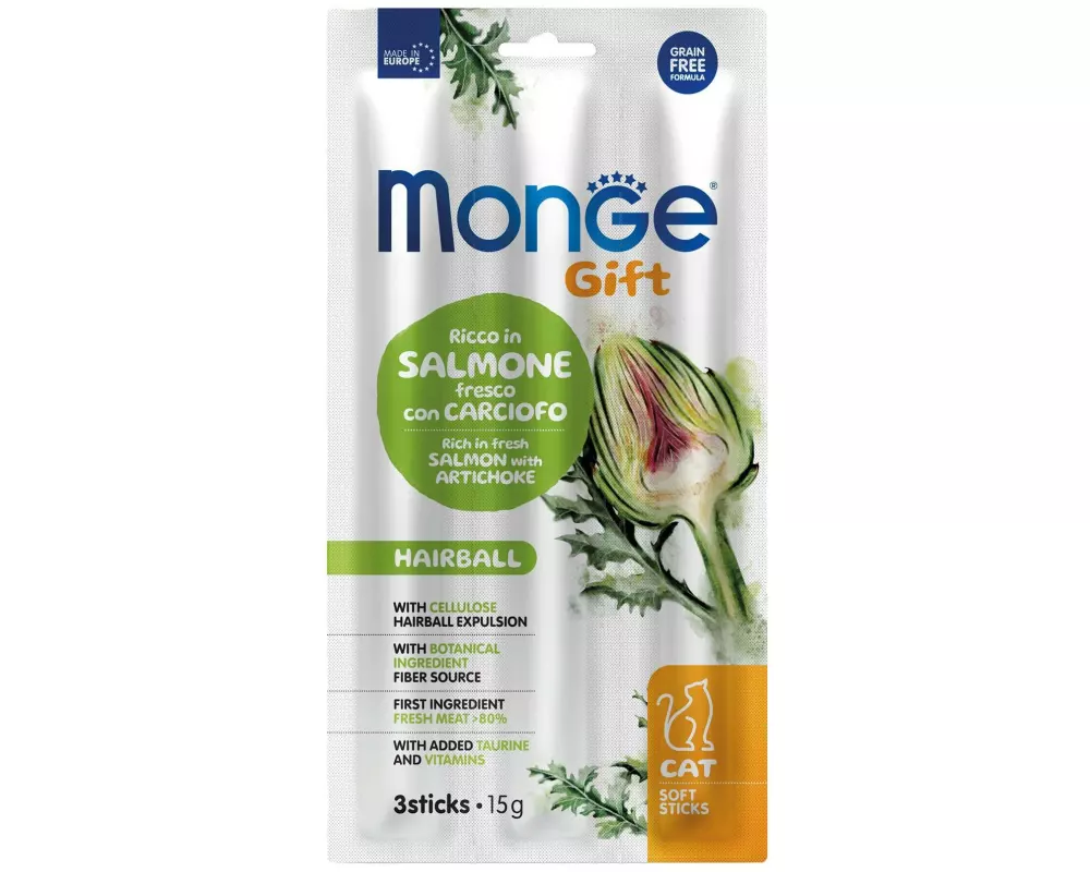 Monge Soft Sticks Salmon & Artichoke, 15 g