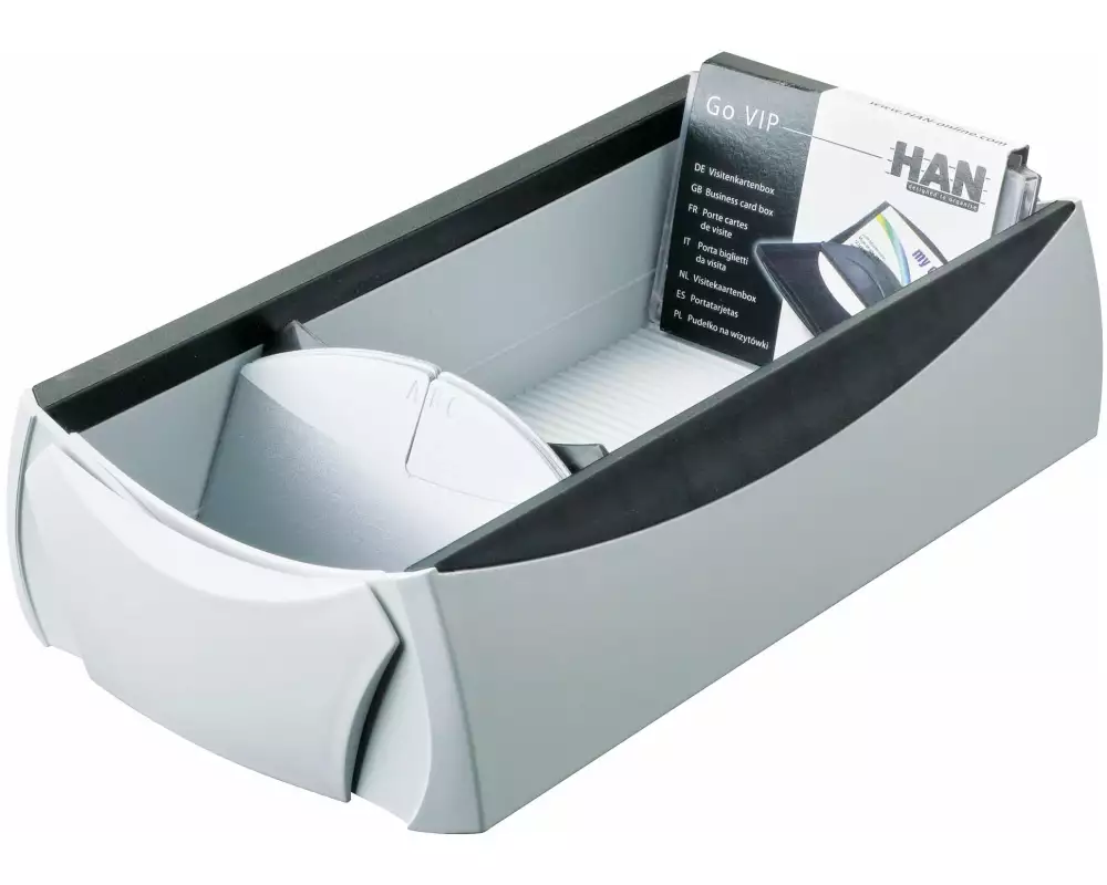 HAN Visitenkartenbox VIP 500 Karten, Grau/Schwarz