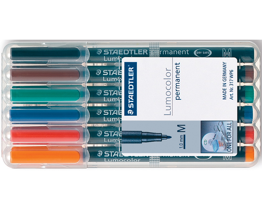 STAEDTLER Lumocolor permanent M 317-WP6 6 Farben ass.