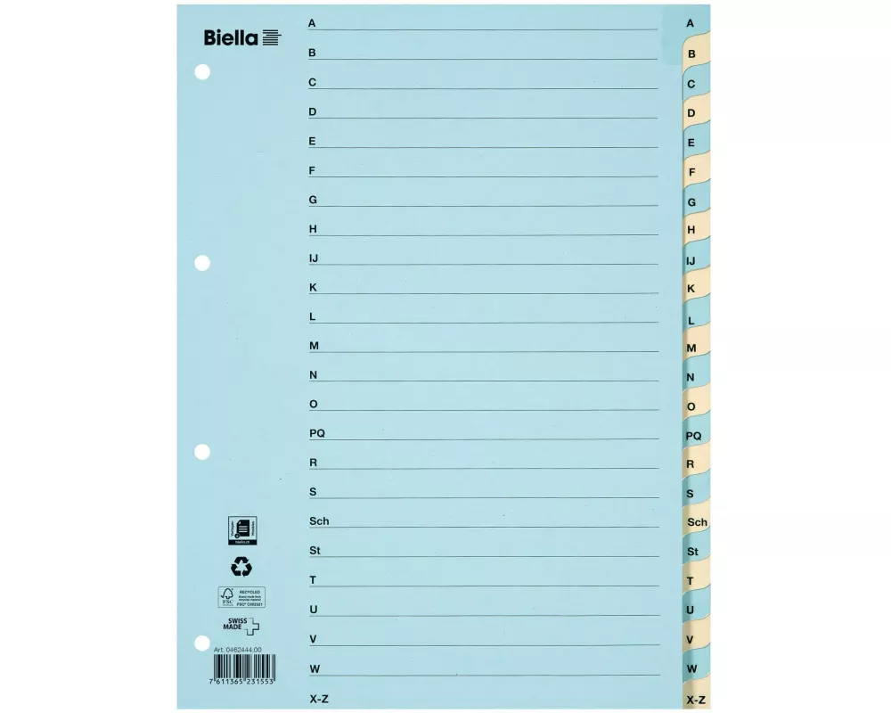 Biella Register A4 A - Z Karton