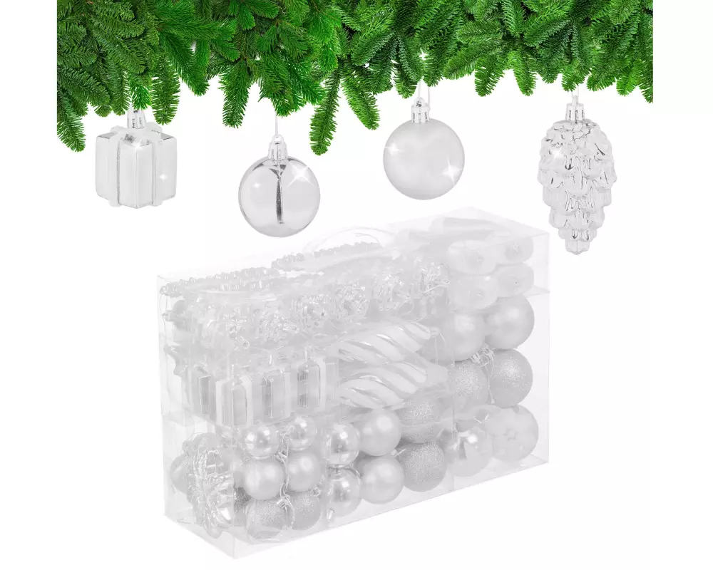 relaxdays Weihnachtsbaumkugeln Weiss
