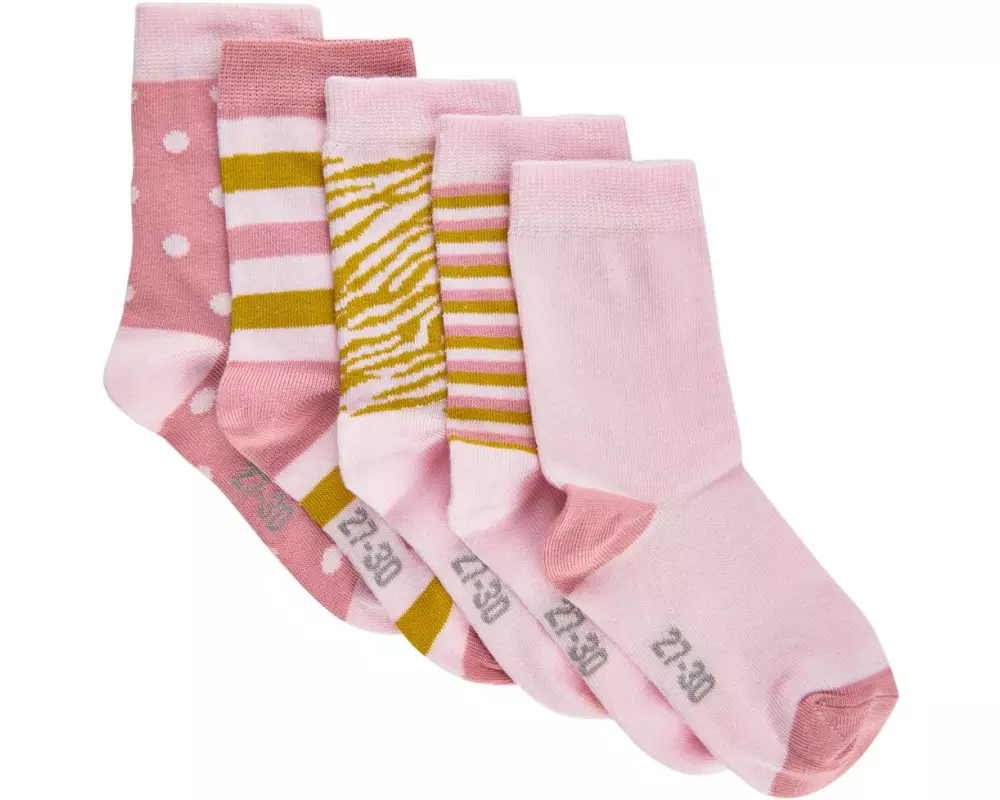 minymo Socken bedruckt 5er Set Hellrosa Gr. 23/26