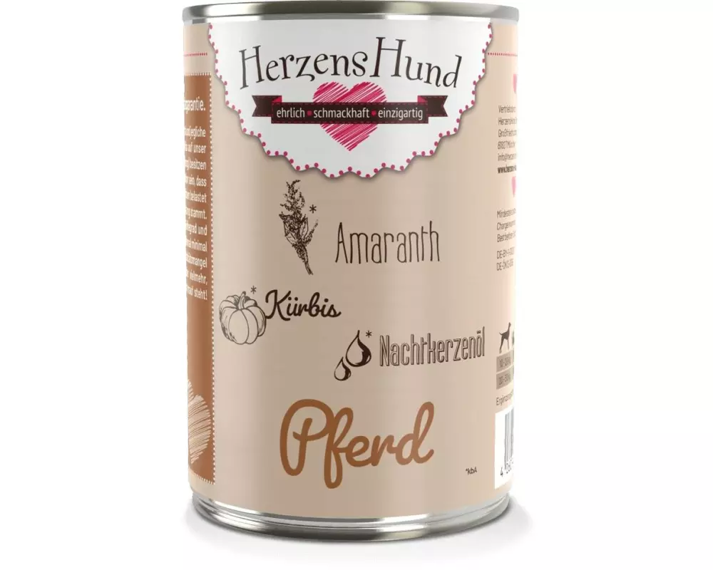 HerzensHund Nassfutter Pferd mit Bio-Gemüse, 400 g