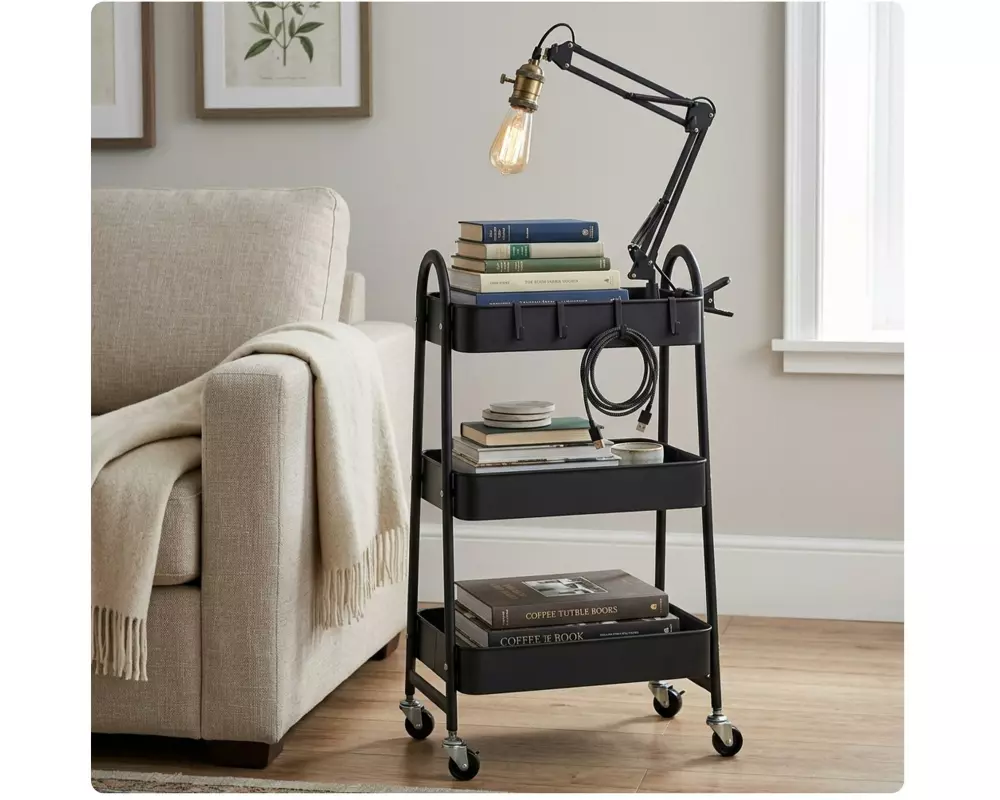 relaxdays Rollregal 44 x 80 x 32 cm, Schwarz