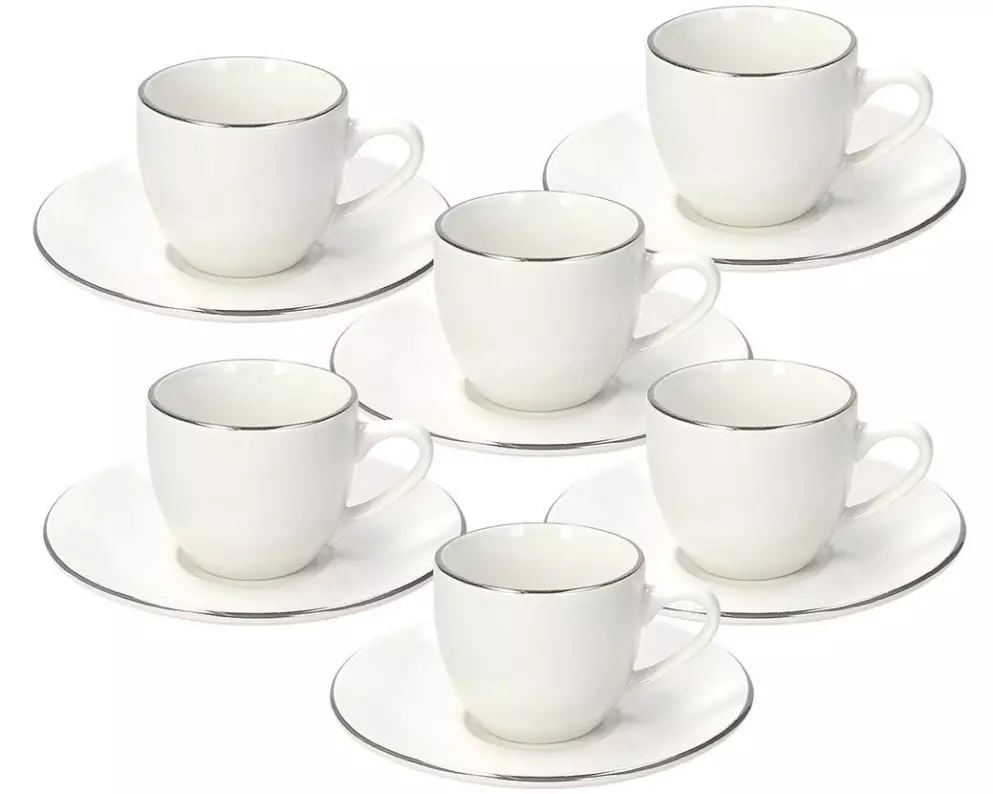 Tognana Espressotasse Fascetta Platino 90 ml, 6 Stück, Weiss/Silber
