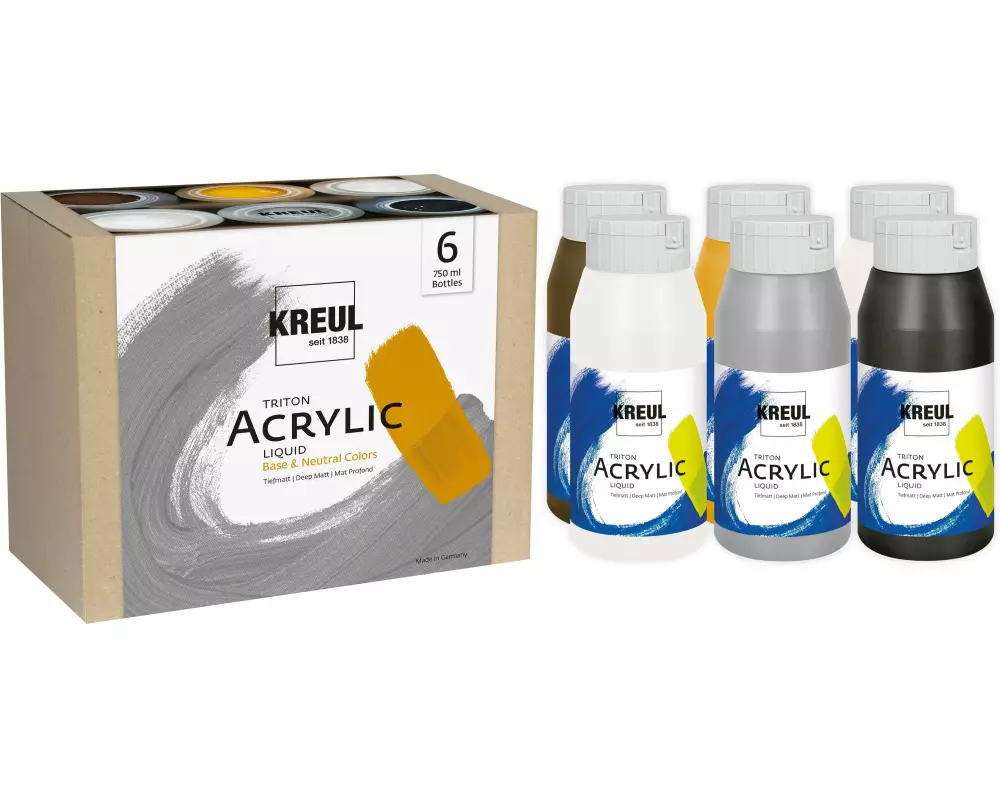 Kreul Acrylfarbe Triton Base & Neutral Colors 6 x 750 ml