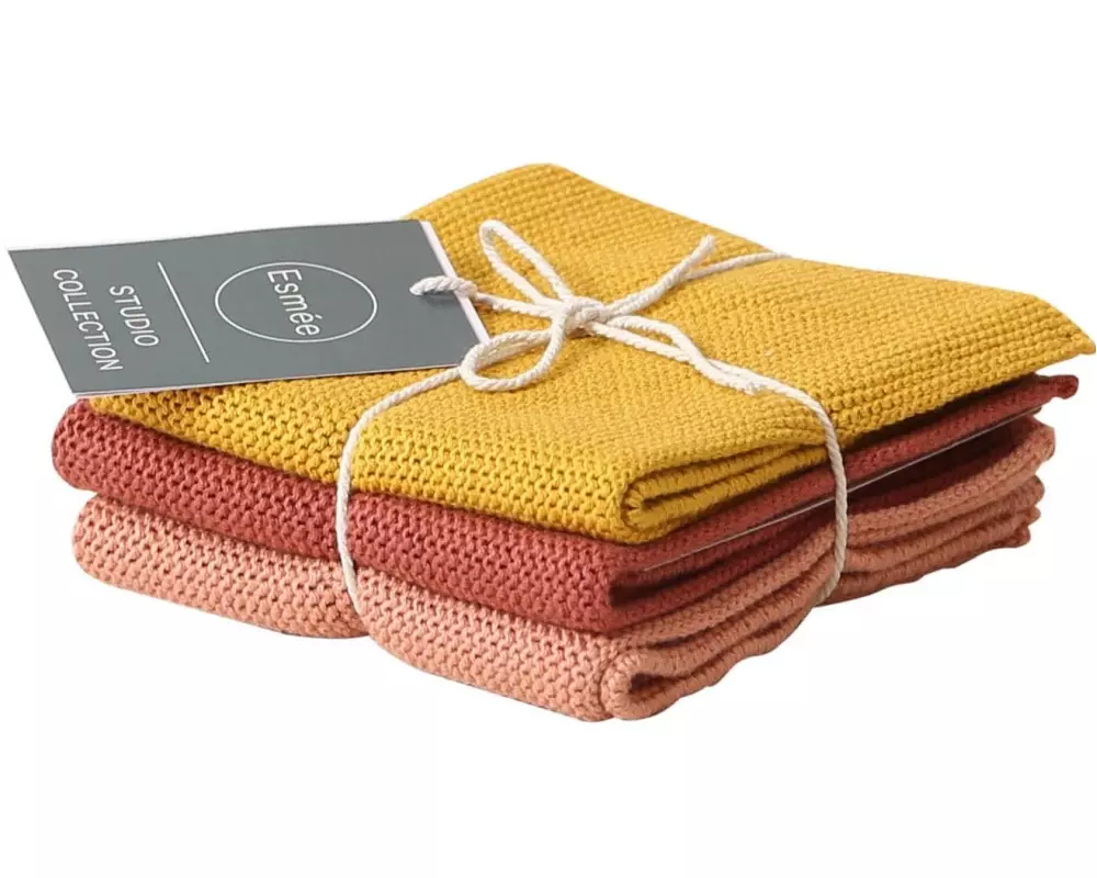 Esmée Reinigungstuch Set 3 Stück, Gelb/Koralle/Rot