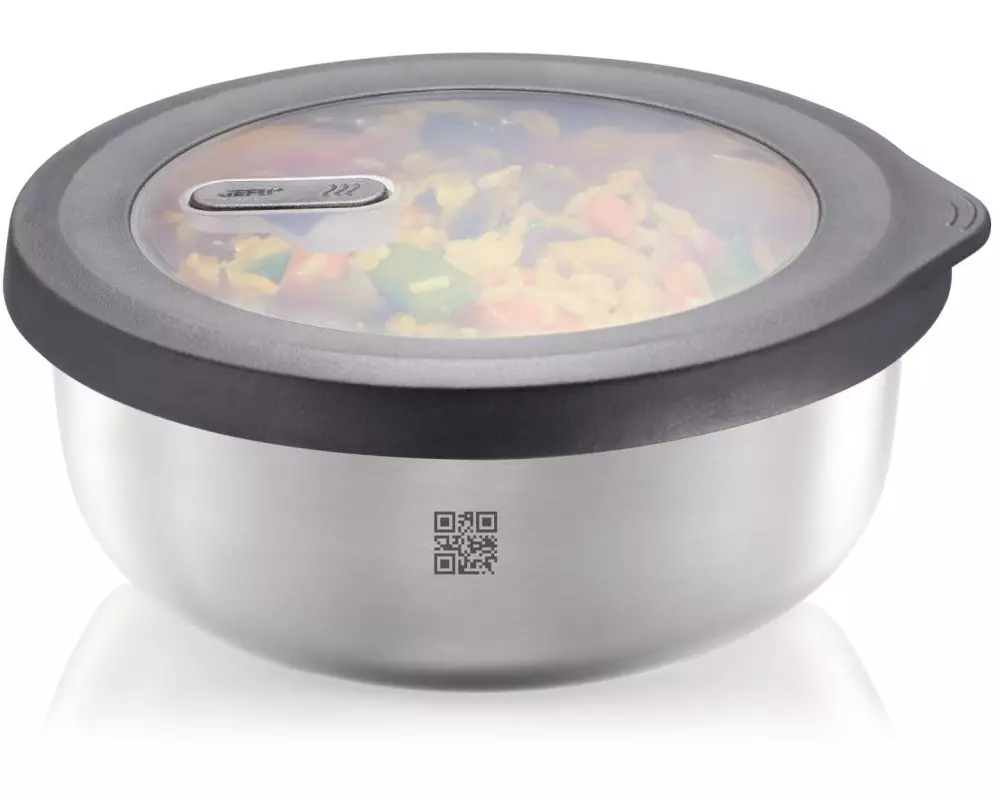 GEFU Vorratsdose Provido Rund, 1 l, Schwarz/Silber matt