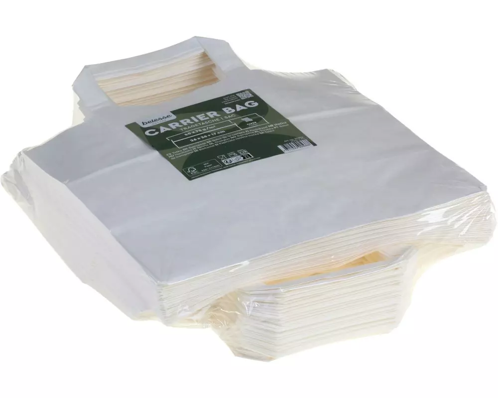 belesse nature Papiertragetasche weiss 50 Stück