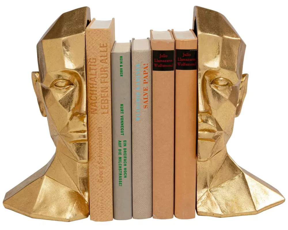 Kare Buchstütze Face 2er Set, Gold