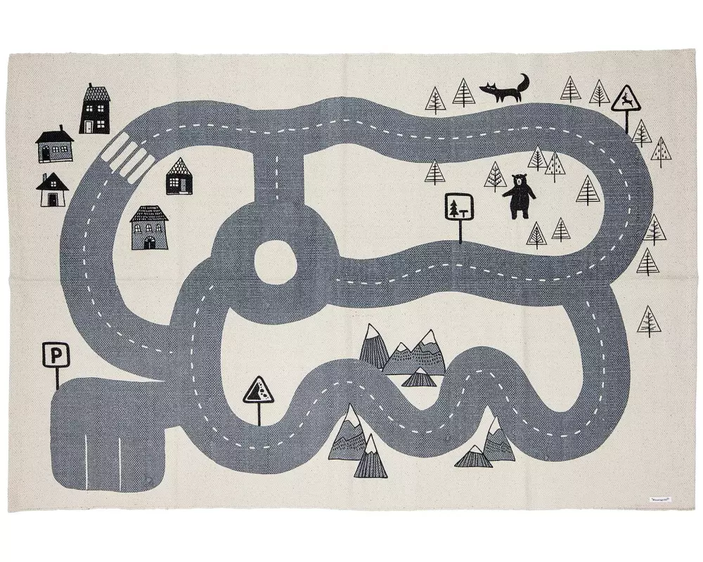 Bloomingville Spielteppich Dennis 150 x 100 cm, Grau/Weiss