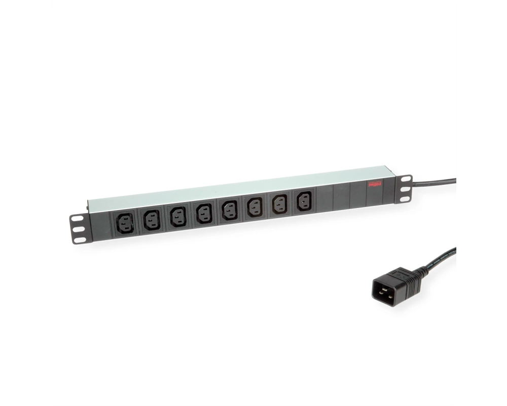 ROLINE 19-Zoll-Steckdosenleiste 8fach C13 + C20-Stecker, silberfarben, 2 m