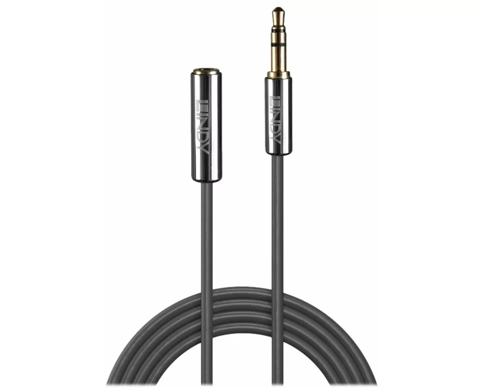 LINDY Cromo Line Audio Cable, Stereo, 3,5mm-3,5mm, M-F, 3m, anthrazit, extension