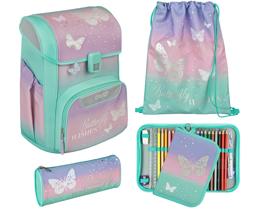 Scooli Schulrucksack-Set EasyStart Butterfly Wishes, 5-teilig
