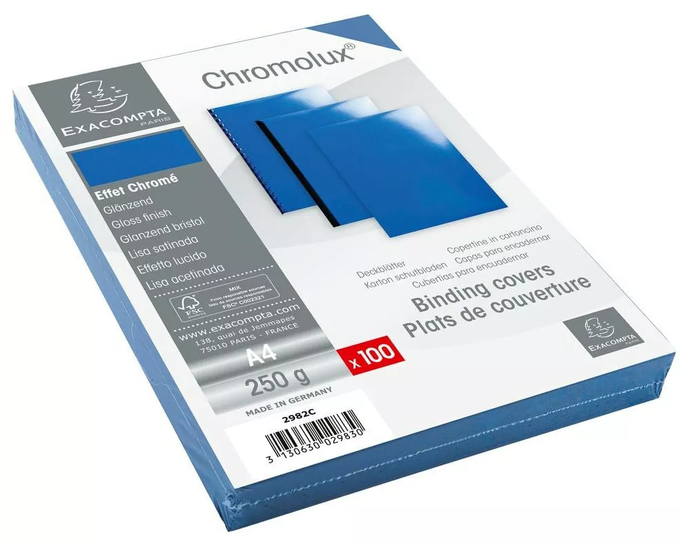 Exacompta Einbanddeckel Chromolux 250 g/m², 100 Stück, Blau
