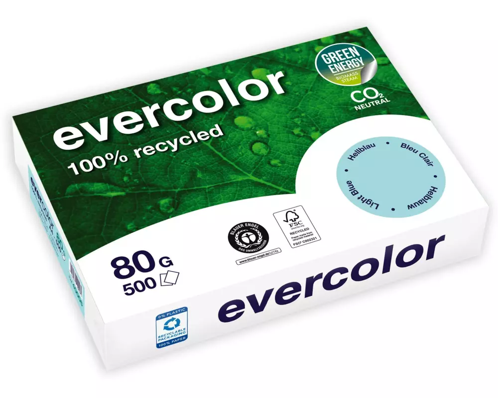 Clairefontaine Kopierpapier Evercolor A4, Hellblau, 80 g/m²,500 Blatt