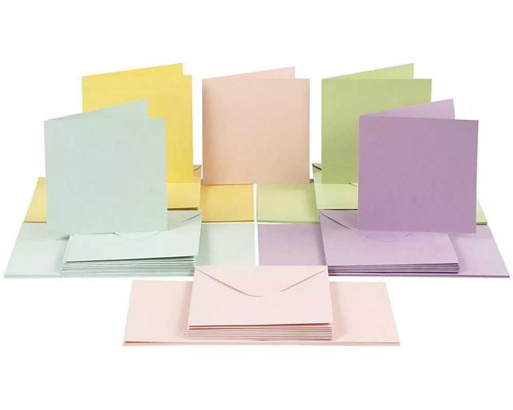 Creativ Company Blankokarte 15 x 15 cm 50 Sets, Pastell