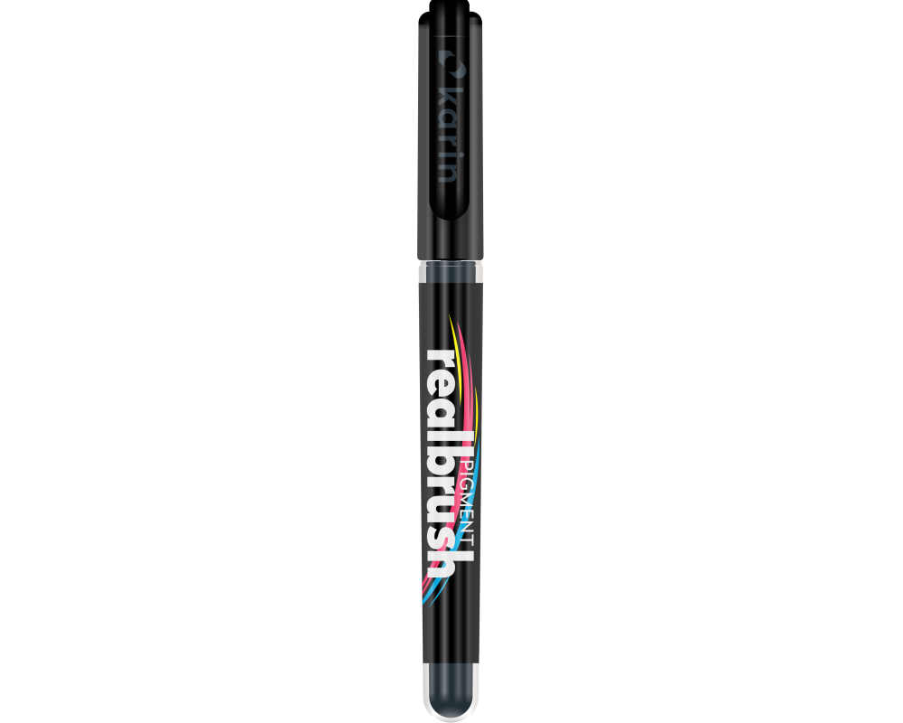 KARIN Real Brush Pen 0.4mm 33Z433 Pigment, schwarz