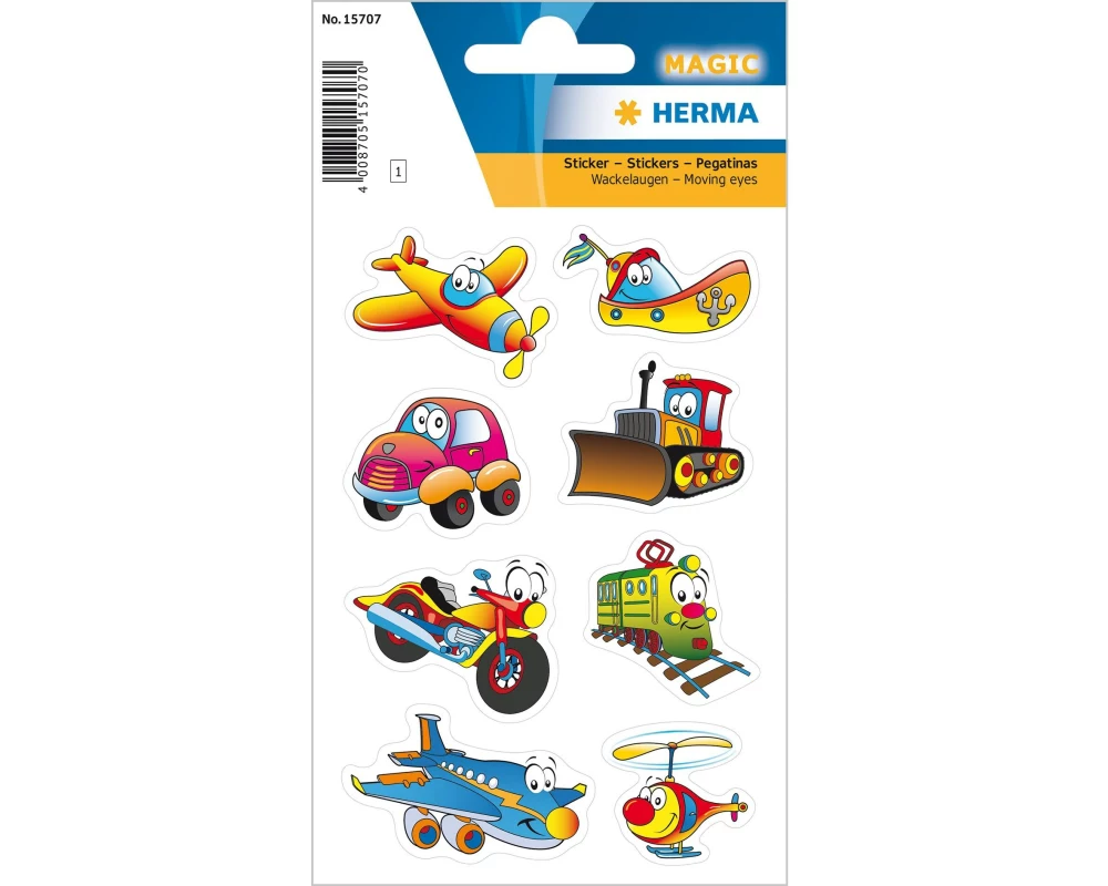 Herma Stickers Fahrzeuge mit lustigen Wackelaugen Bunt Kunststoff