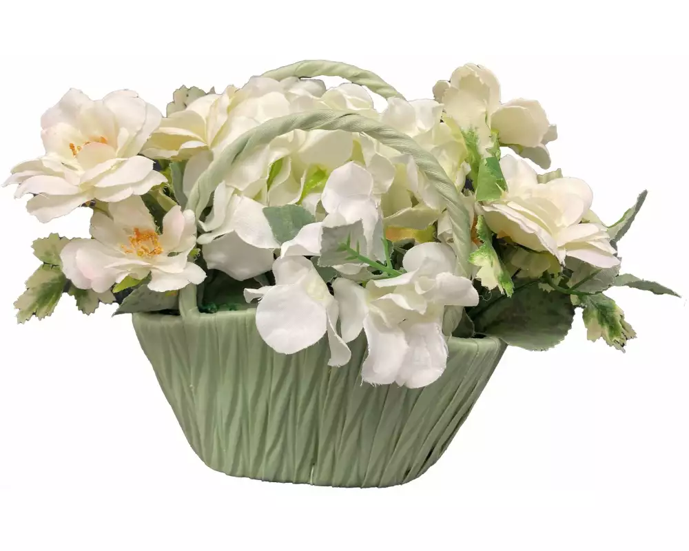 Dameco Kunstblume im grünen Korb 38 cm