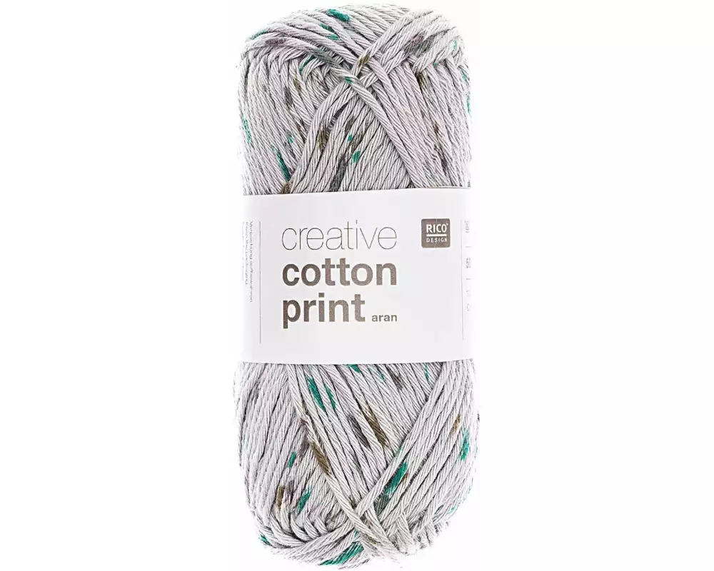 Rico Design Wolle Creative Cotton Print Aran 50 g Grau/Grün