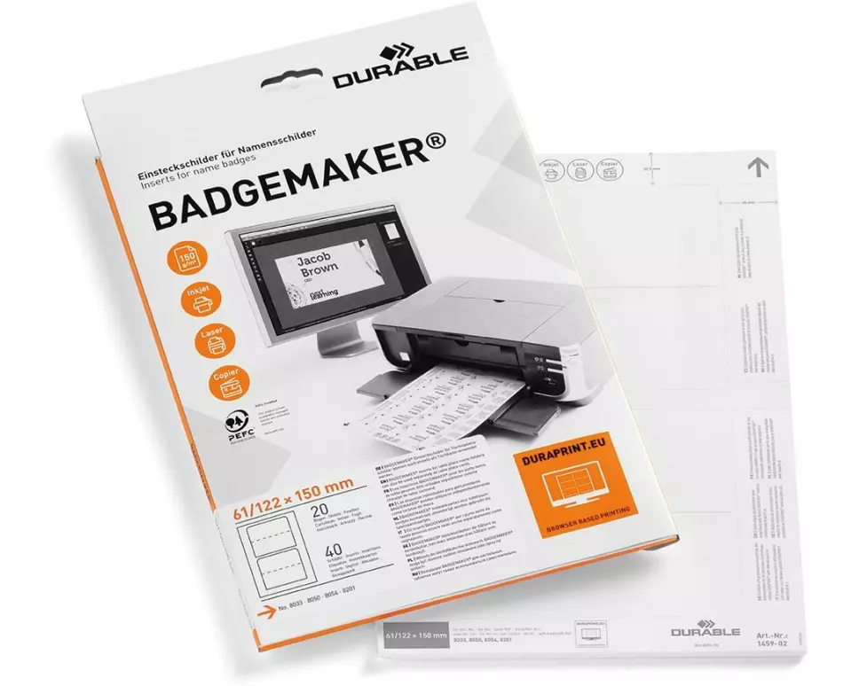 DURABLE Namensetiketten 61 x 150 mm, 40 Stück