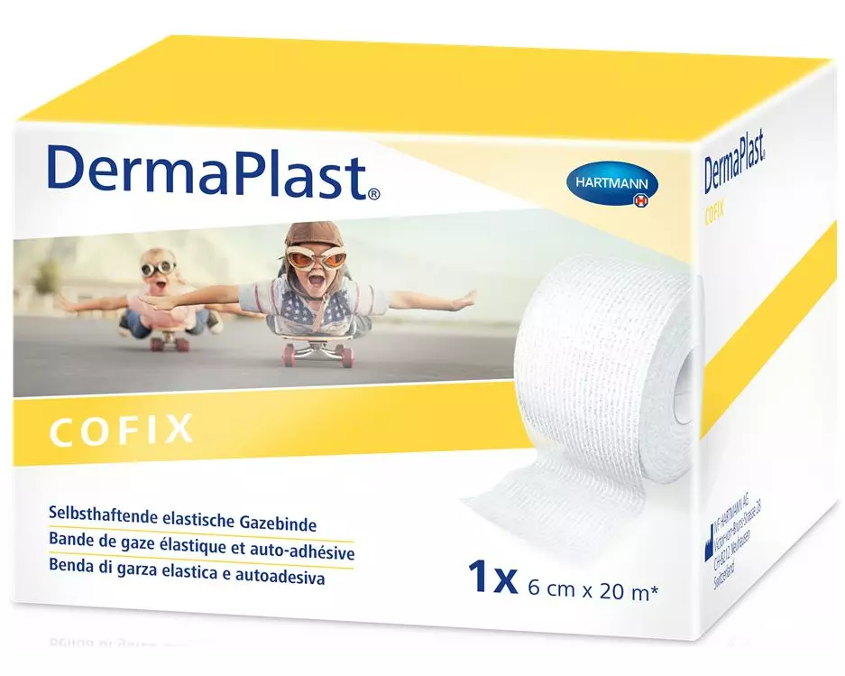 DermaPlast Gazebinde Cofix weiss Sparrolle 6 cm x 20 m