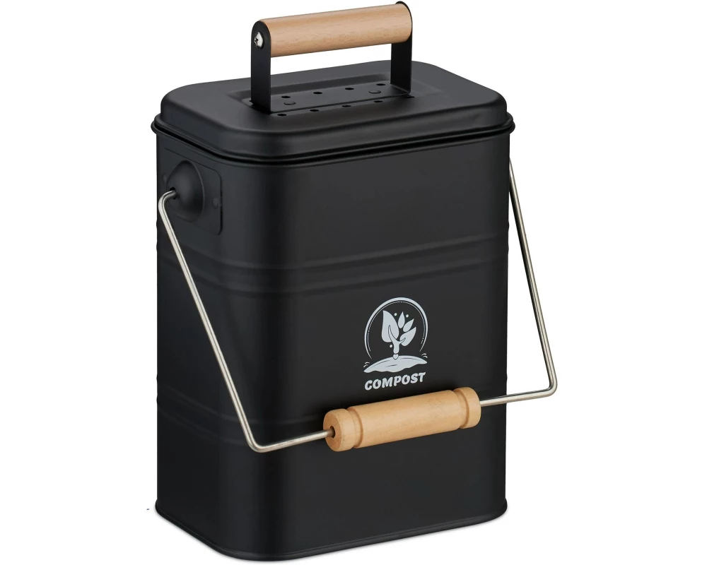 relaxdays Komposteimer 3.5 l, Hellbraun/Schwarz