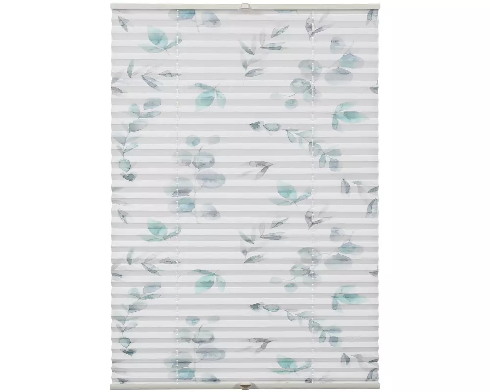 Gardinia Plissée Flowers & Plants Zweig 50 x 130 cm, Weiss