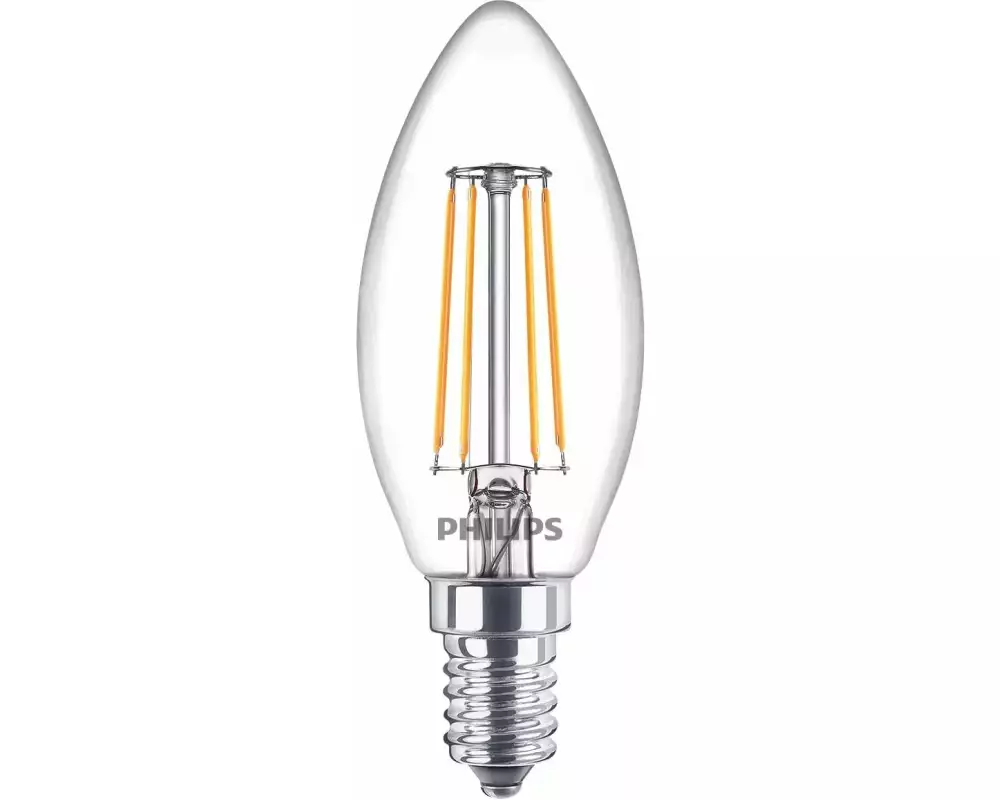 Philips LED Filament-Kerzenlampe ,40 W, B35 E14, 3-er Pack