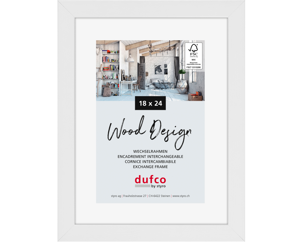 DUFCO Holz-Bilderrahmen 18x24cm 1610.80588 Toronto weiss