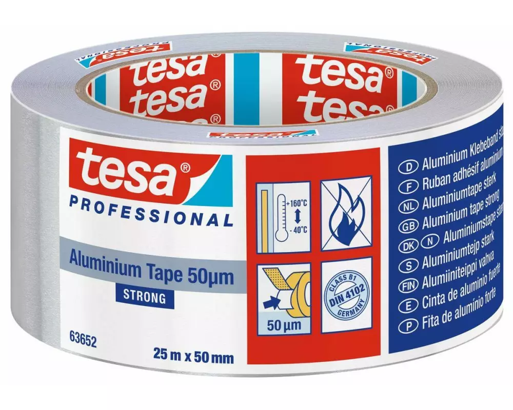 tesa Aluminum Tape 50 mm x 25 m, Silber